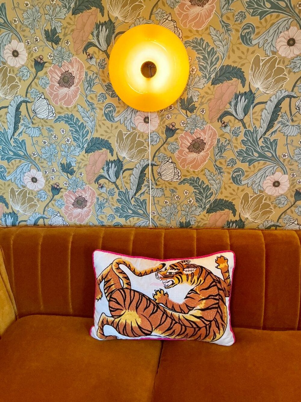 Embroidered Tiger Accent Throw Pillow (Like-New Condition)